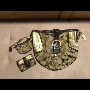 Limited edition coach hobo bag, wallet, coin purse